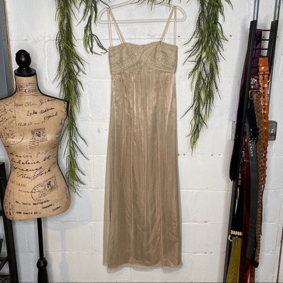 BCBG Dresses & Skirts - BCBG Paris Gold Strapless Layered Formal Gown 6